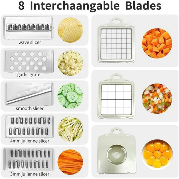 12-in-1 Multifunction Vegetable Slicer Cutter with Drain Basket