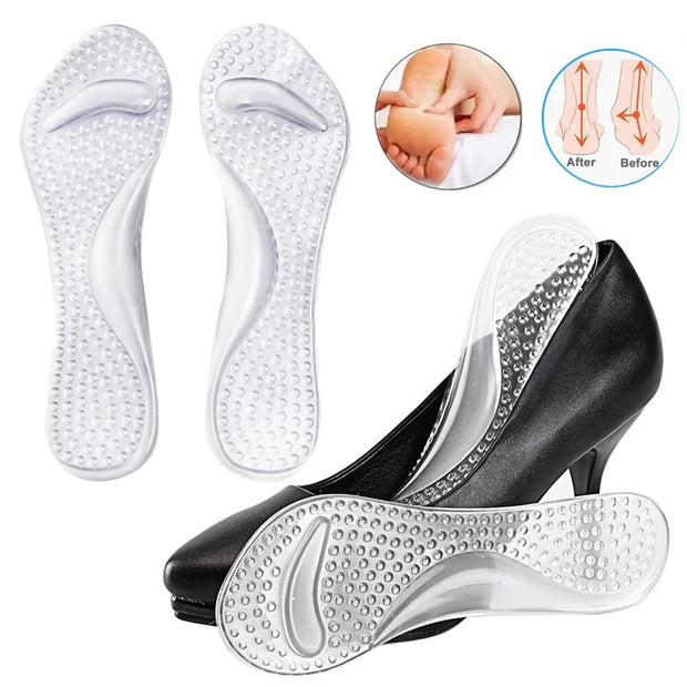 Orthopedic Insoles for Women Shoes Flat Feet Arch Support Silicone Gel Insoles for High Heels Inserts Foot Massager Shoe Pads