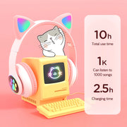 Flash light cat ear wireless headphones